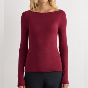 Intimissimi Light Modal with Lamé Cashmere Round-Neck Top in Burgundy
